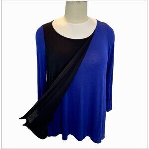 The Pink - Women's 3X Tunic Blouse Bluse Black Colorblock Draped Boat Neck
